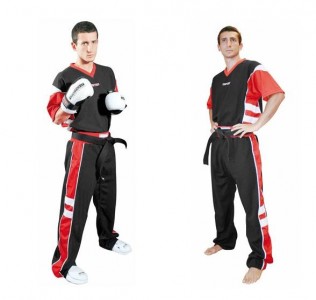 TOP TEN Kickboxuniform PQ Mesh schwarz/rot