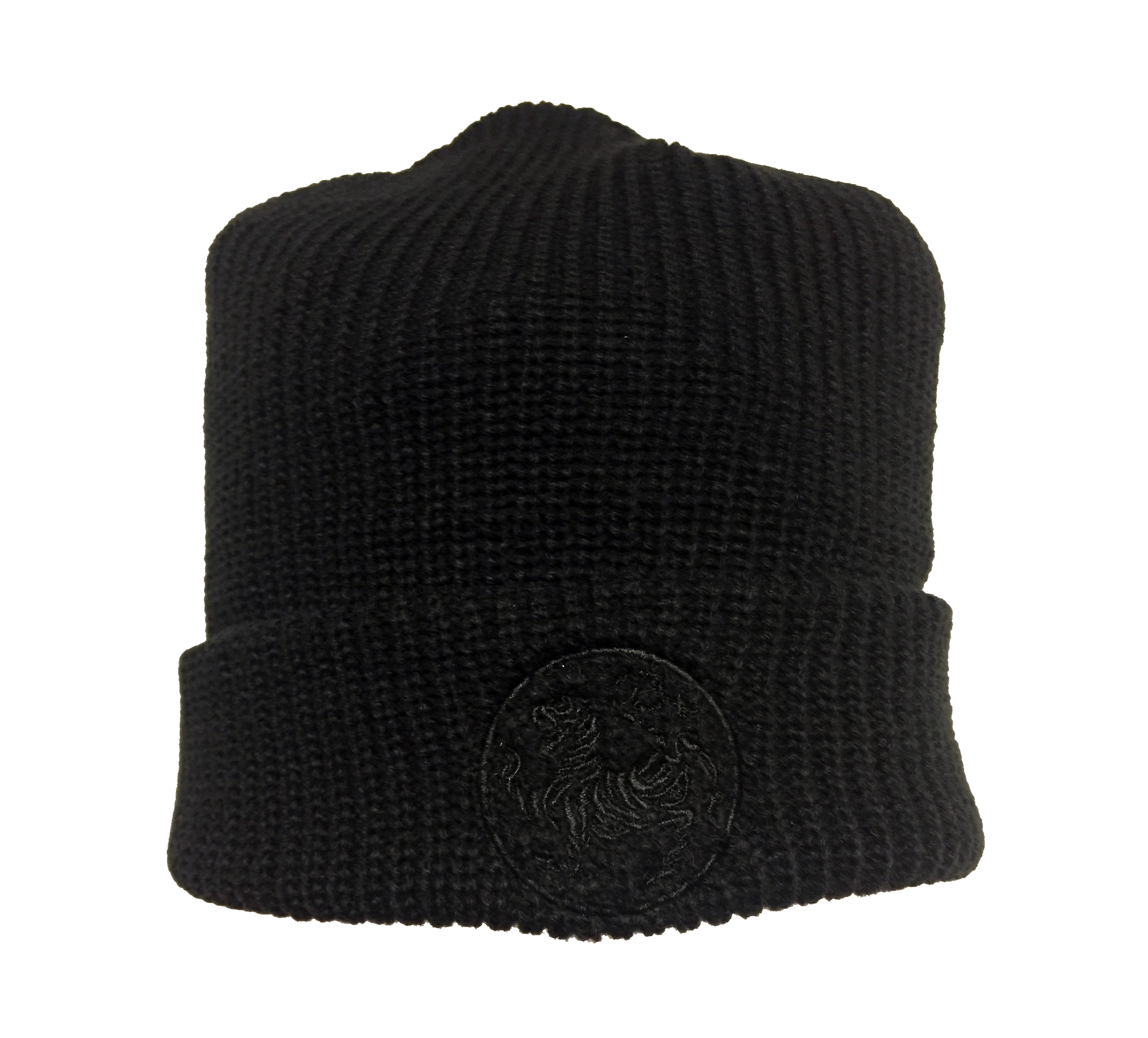 Winter Wollmütze schwarz, Bestickung Shotokan Karate Tiger