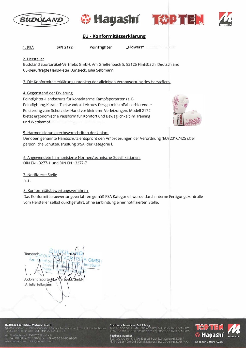 Top Ten Semi-Gloves Pointfighter "Flowers"