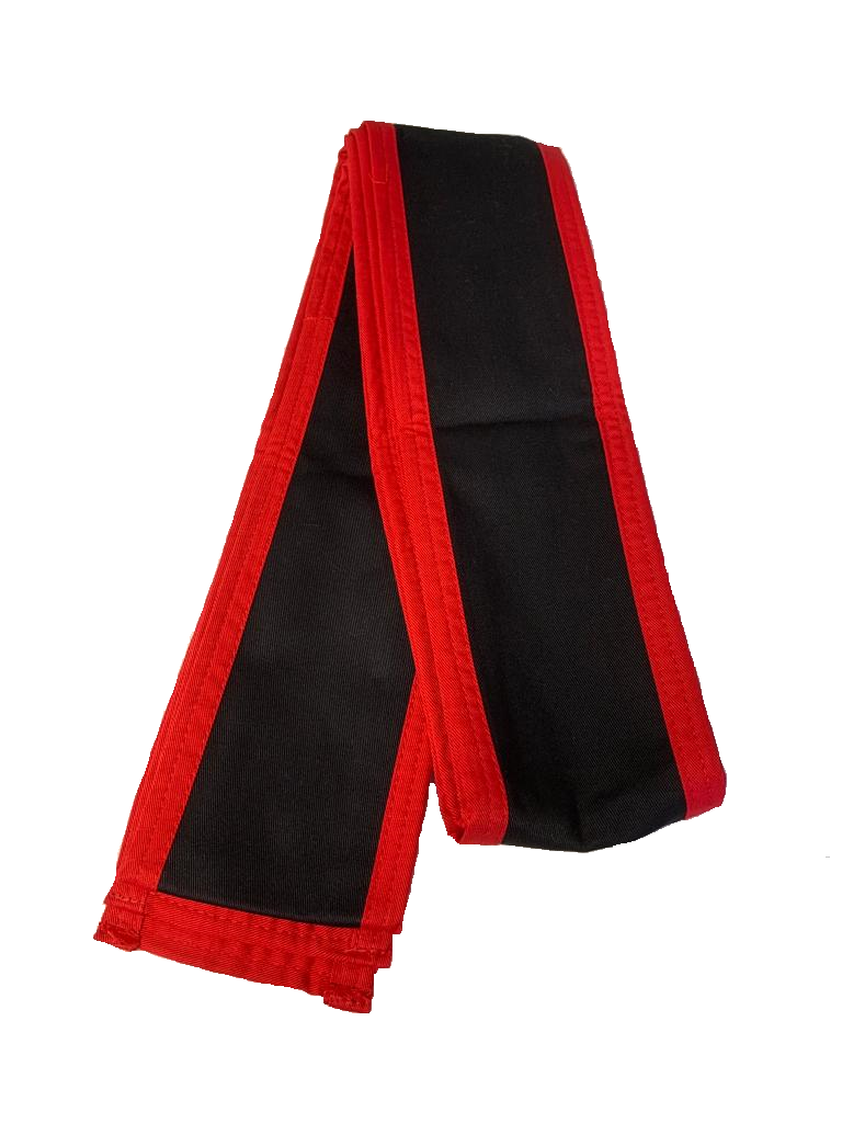 Großmeister Kung-Fu Schärpe Baumwolle schwarz mit rotem Rand 300 x 10 cm