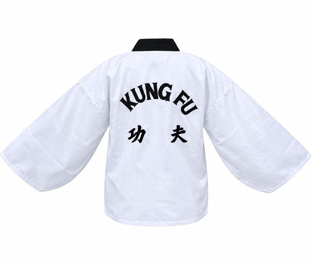 KungFu Jacke weiß mit schwarzem Kragen & Bindeband (%SALE) 210