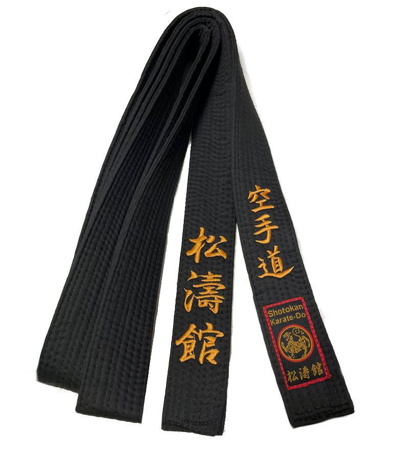SHOTOKAN LABEL Schwarzgurt bestickt "Shotokan" und "Karate-Do"