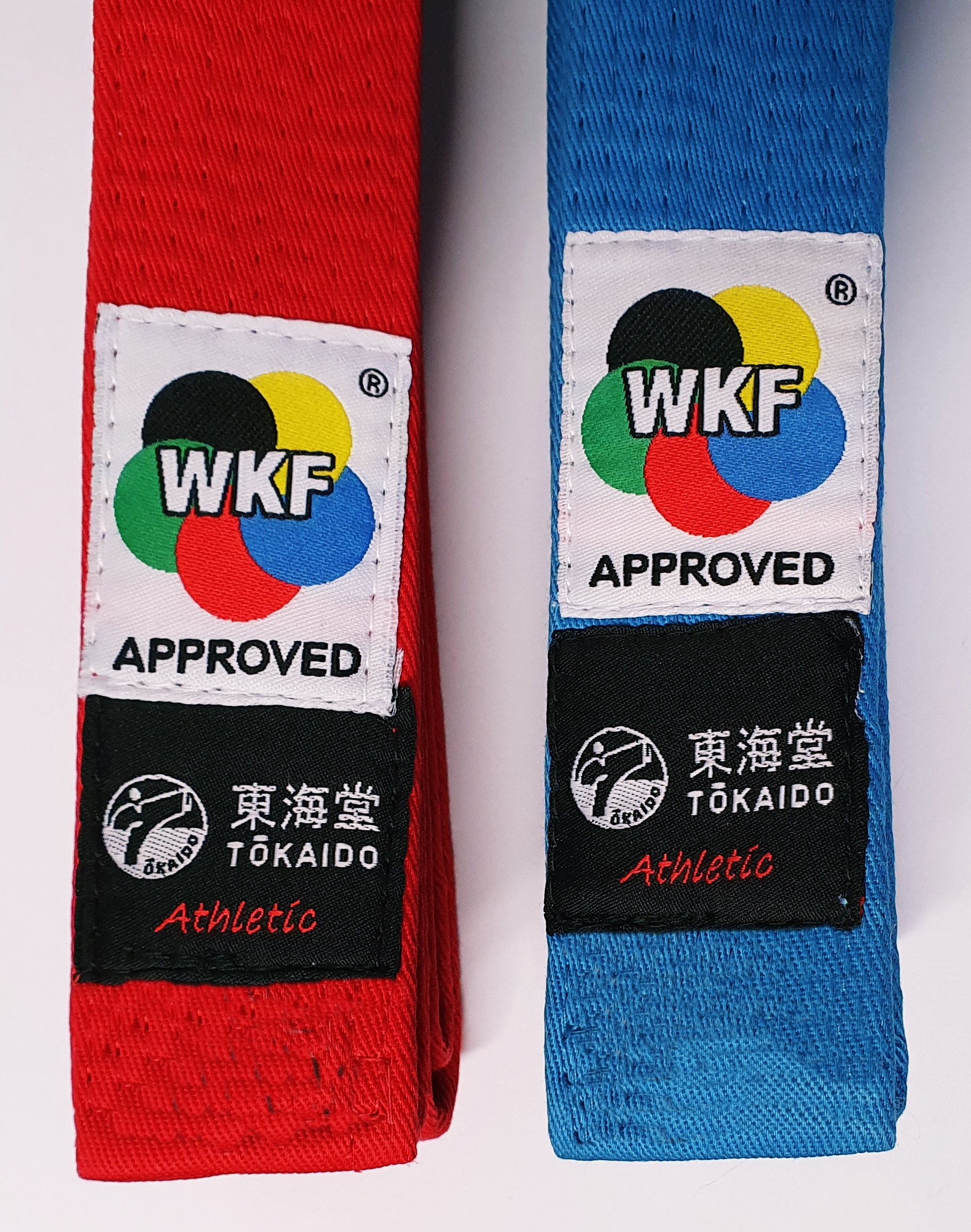 Tokaido Wettkampfgürtel rot / blau Doppelpack (Kumite) 355