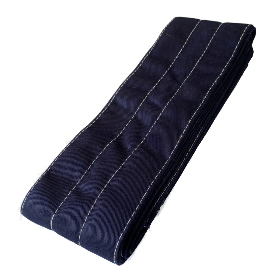 Iaido Obi First Class, navy blau mit weißen Nähten, 400 x 8 cm